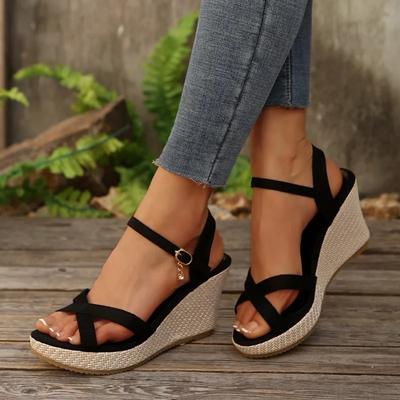 Fashion 2025 Fashion Ladies Shoes Buckle Strap Women's Sandals Summer New Casual Plus Size Open Toe Best Seller Wedge Sandals Zapatos