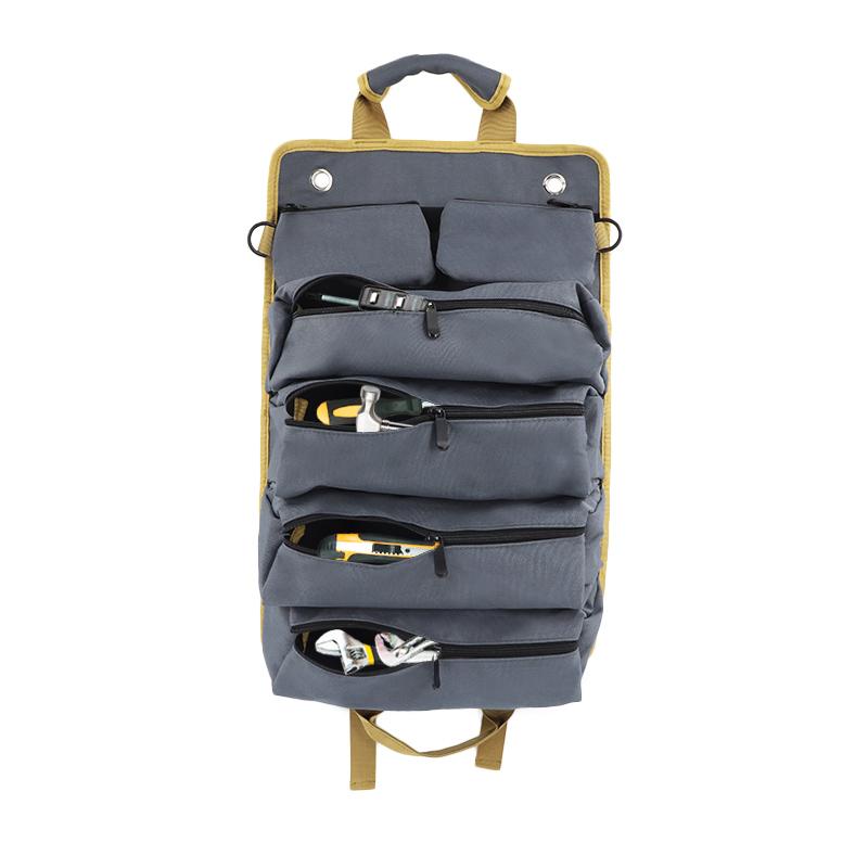 1 Piece Multifunctional Roll Up Tool Bag, Wrench Roll, Car First Aid Kit Wrap Roll Organizer, Hanging Tool Zipper Tote Bag
