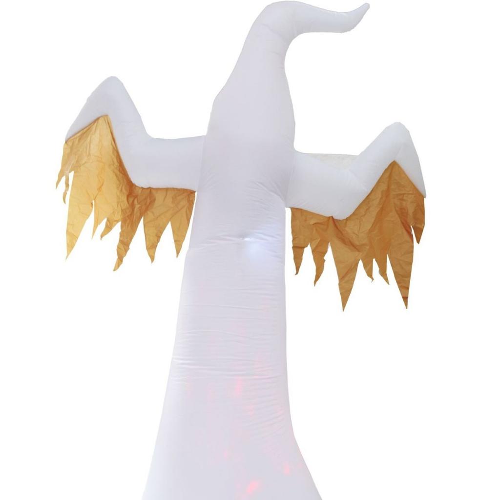 Halloween LED Inflatable White Ghost 2.4m Scary Decor with Color Lights and Flashing Flame