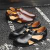 Fashion Summer New Business Sandals Black Brown PU Breathable Hollow Roman Buckle Formal Sandals Size 38-46 Men Sandals