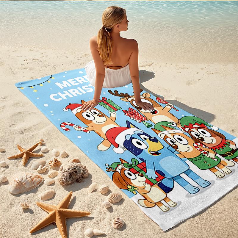 1Pc Christmas Animal Friends Beach Towel, Quick Dry, Multi-Use for Beach Pool Gym Yoga Home Travel, Christmas, Halloween, Xmas Gift S68