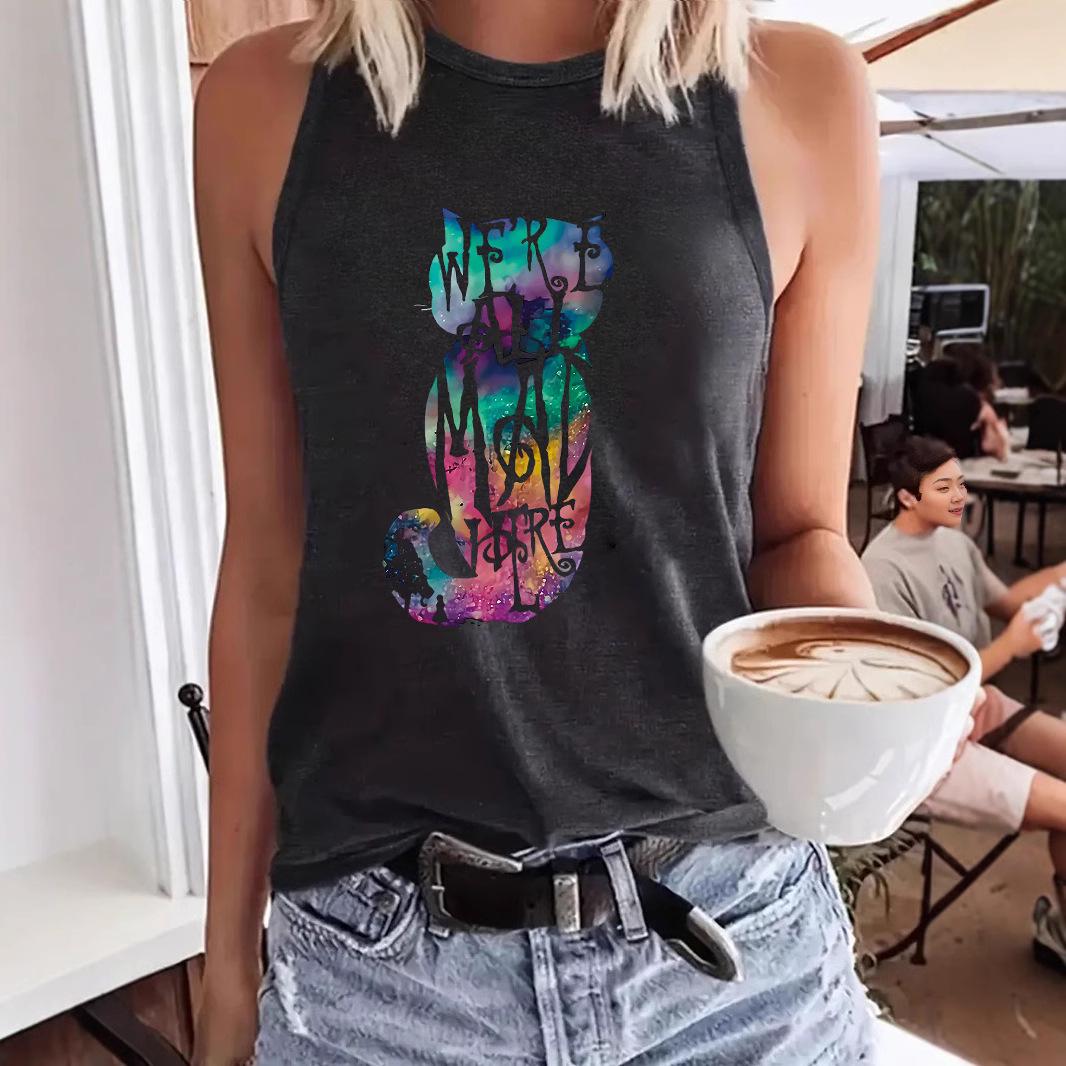 

Trendy Loose Fit Colorful Cat Print Women s Vest XXL темно-красного