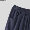 INCERUN Herren Freizeit Elastischer Bund Gestreifte Lange Weite Beine Hosen