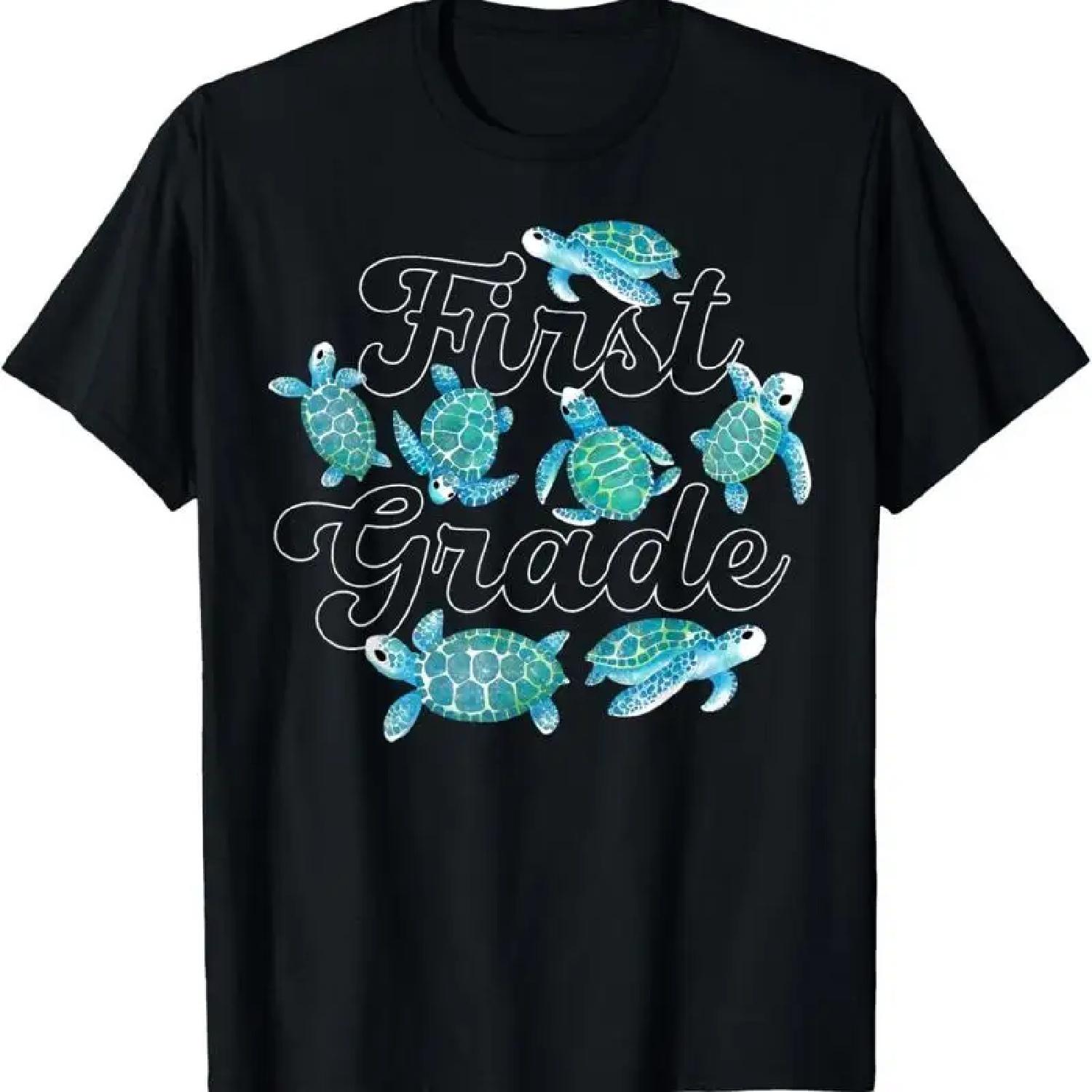 Учительница первого класса Черепаха Морское животное Любитель домашних животных Детская футболка S чёрный