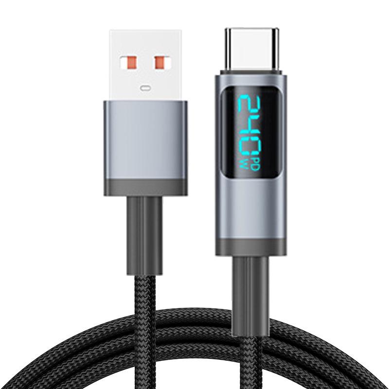240W Dual Type-C Fast Charging Data Cable with Digital Display for Apple, Huawei, Xiaomi
