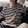 Summer Striped T-shirt Short-sleeved Men's New Retro All-match Round Neck Casual Three-quarter Sleeve Top