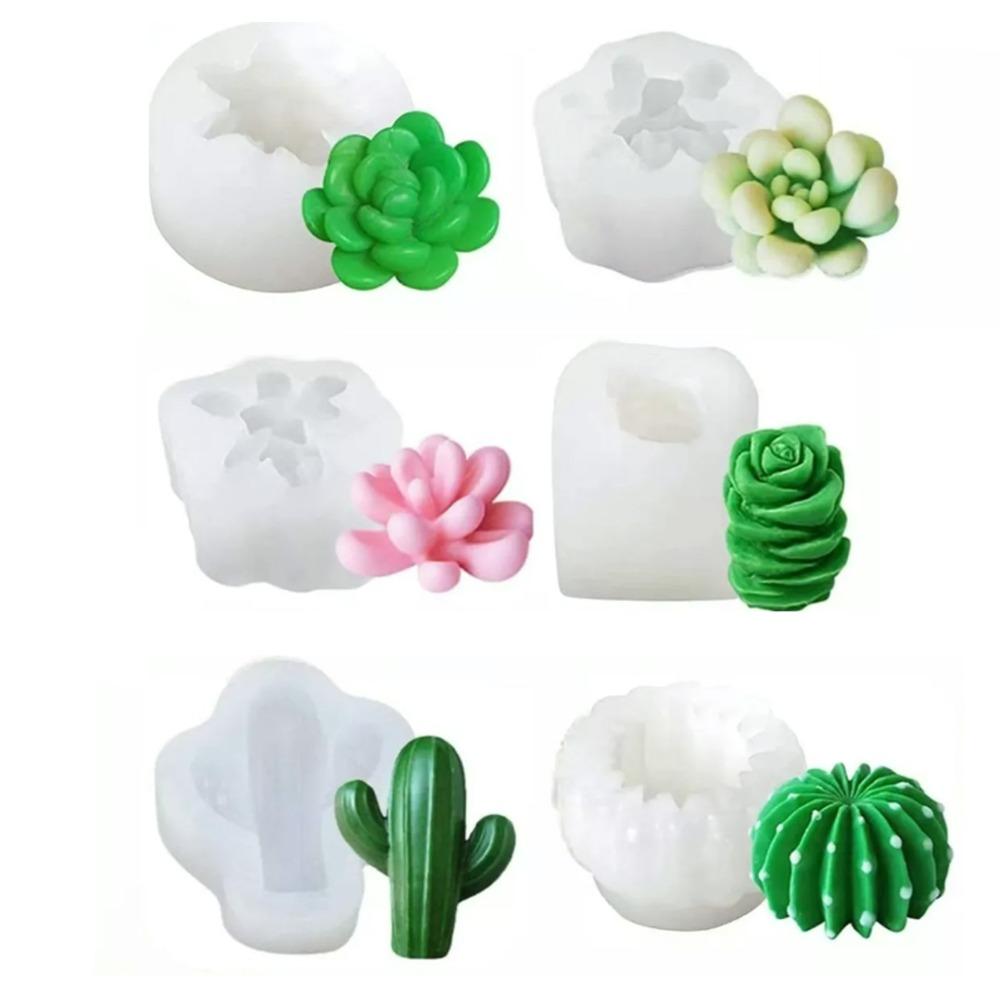 Easy To Clean Silicone Candle Mould 3D Plants Mould Assorted Succulent Epoxy Resin Mold Cactus Plant Flower Soap Making Mould
