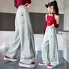 Girls' Spring Jeans 2026 New Style Girls' Love Bending Knife Pants Medium and Large Children's Versatile Straight Leg Pants