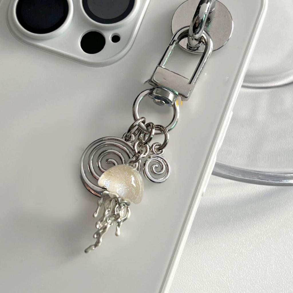 Lovely Jellyfish Keychain Pendant for Women Girls Backpack Purse Camera Car Keys Lovely Swivel Charm Accessory