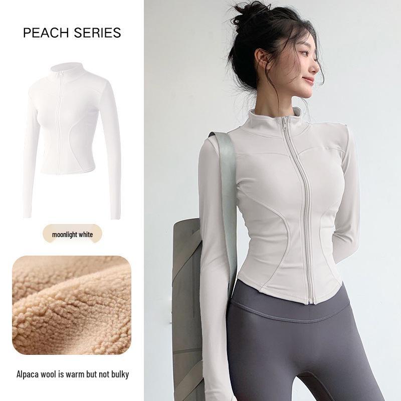 Women's Slim-Fit Fleece-Lined Running Jacket - Autumn/Winter 2025 Yoga & Fitness Long Sleeve.