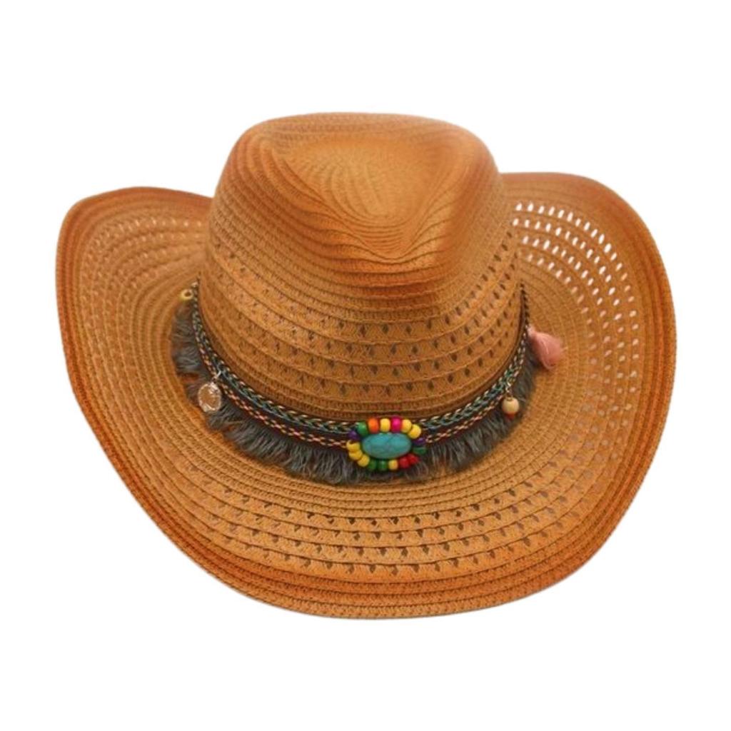 Spring And Summer Beach Outing British Bohemian Cowboy Hat Windproof Sunscreen Straw Hat