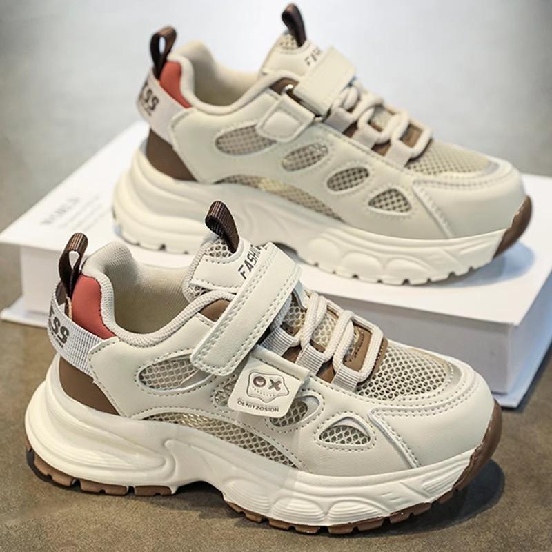 Boys shoes 2025 summer new children's mesh breathable sports shoes medium and older boys autumn casual dad shoes