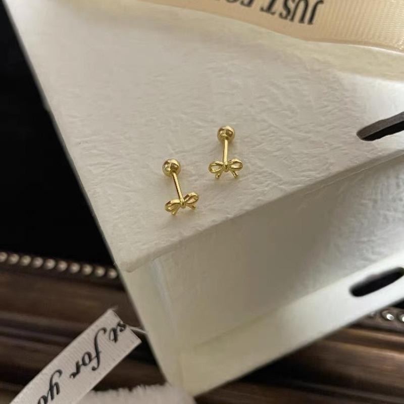 Small and Sweet Bow-shaped Screws for Ear Studs. Women's Small, Exclusive, Exquisite, Simple and Elegant Earrings. Versatile Accessories.