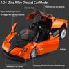 1:Pagani Huayra Roadster-Automodell im Maßstab 24, Spielzeug für Jungen im Alter von 3–12 Jahren, zurückziehbare Fahrzeuge mit leichten Türen und zu öffnender Motorhaube