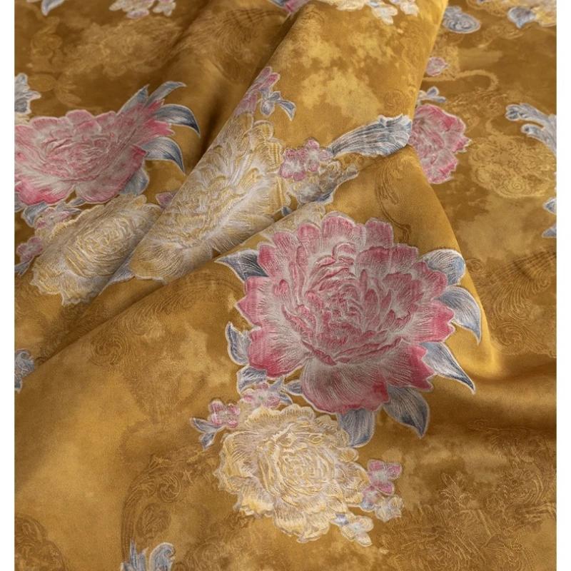 Wide 145cm Chinese-style Fragrant Cloud Gauze Flower Lily Jacquard Fabric Retro Dress Fluffy Skirt Tote Bag Decorative Sewing