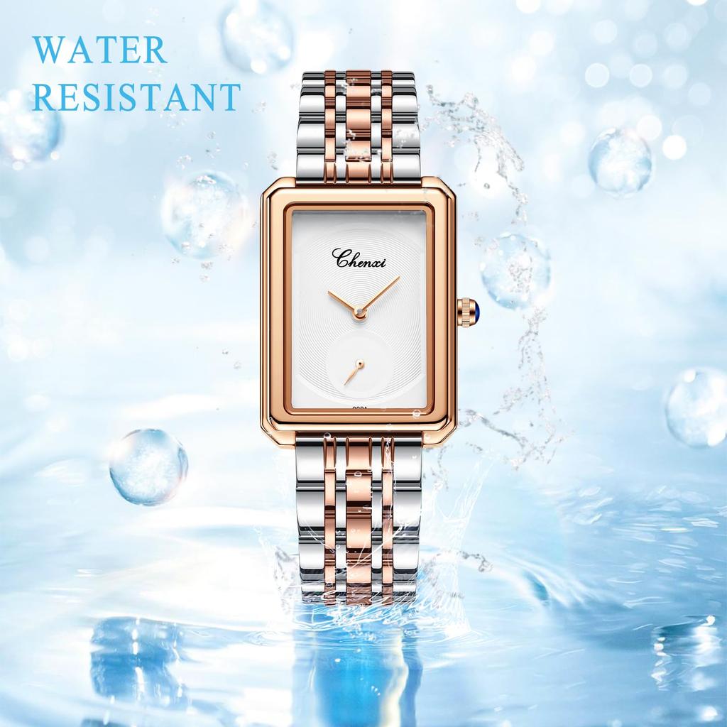 Stainless Square No With With Calendar Quartz Gold New Day Wristwatch, Women's, Waterproof, Rainproof, Steel, Dial, Index, Adjustable, Thin,