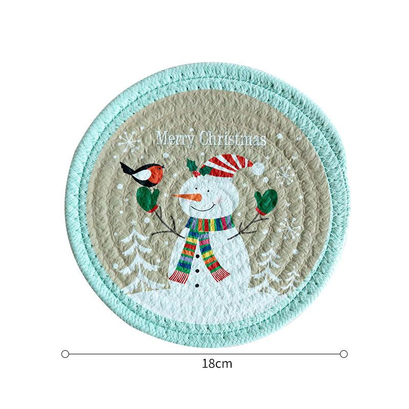 1PCS Christmas Coaster Woven Insulated Coasters Anti-skidding Fireproof Pad Coffee Drink Mug Mat Dining Table Decor Tableware