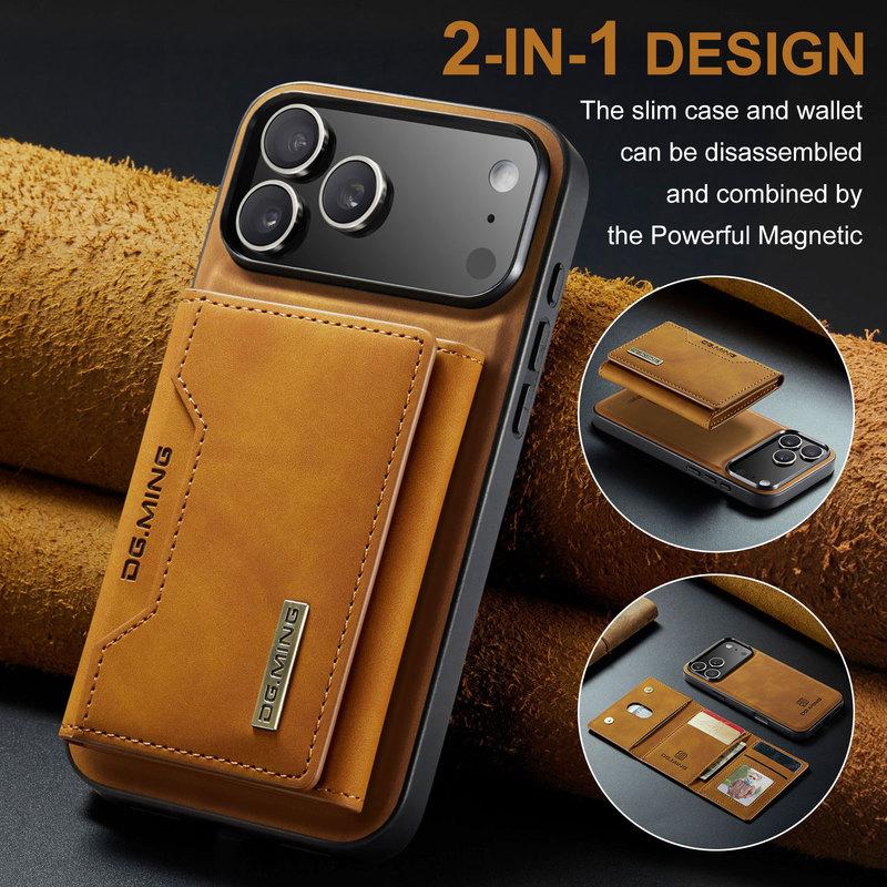 2 In 1 Detachable Magnetic Leather Phone Case for IPhone 17 Air 16 15 14 13 12 11 Plus Pro Max Wallet Cover Cards Holder Pocket