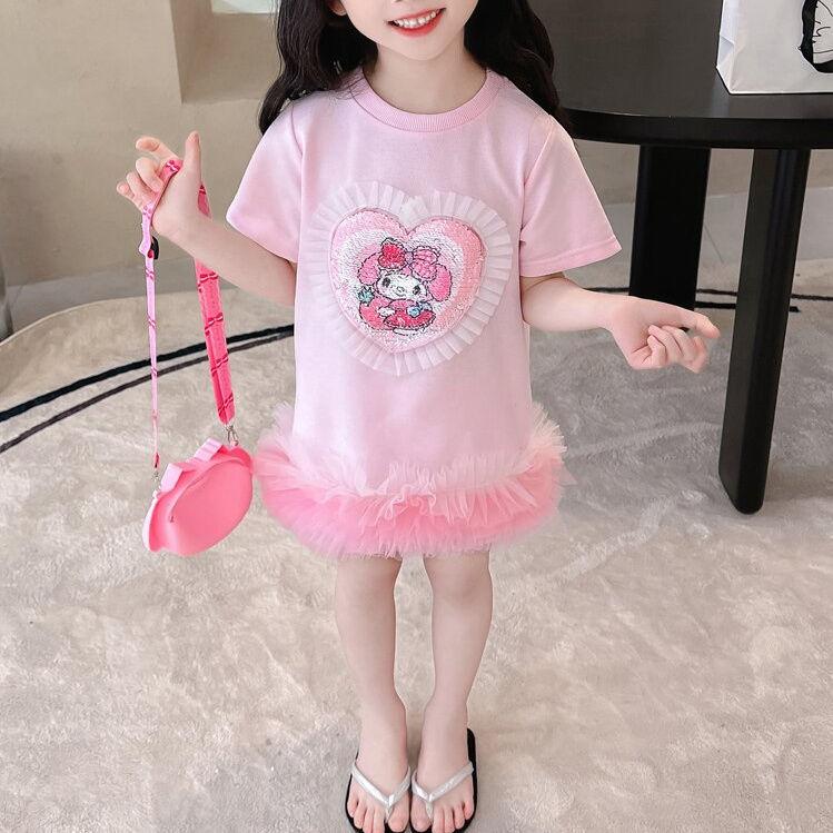 Girls Summer Short Sleeve Hoodie Dress Princess Casual Dress