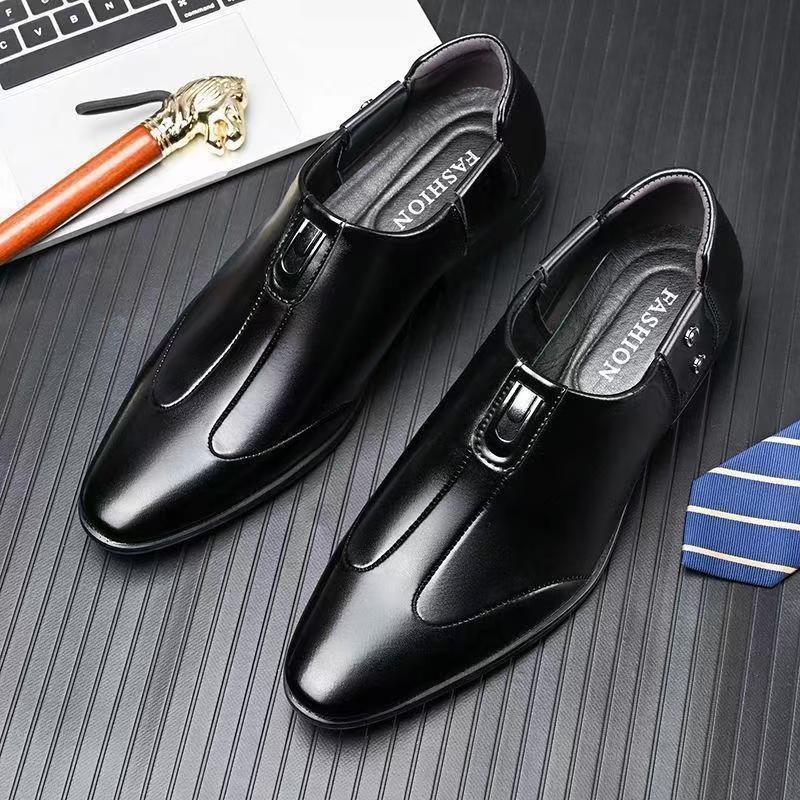 Men's Business Dress Leather Shoes Green New Trend British Wedding Versatile Casual Pointed Black Shoes