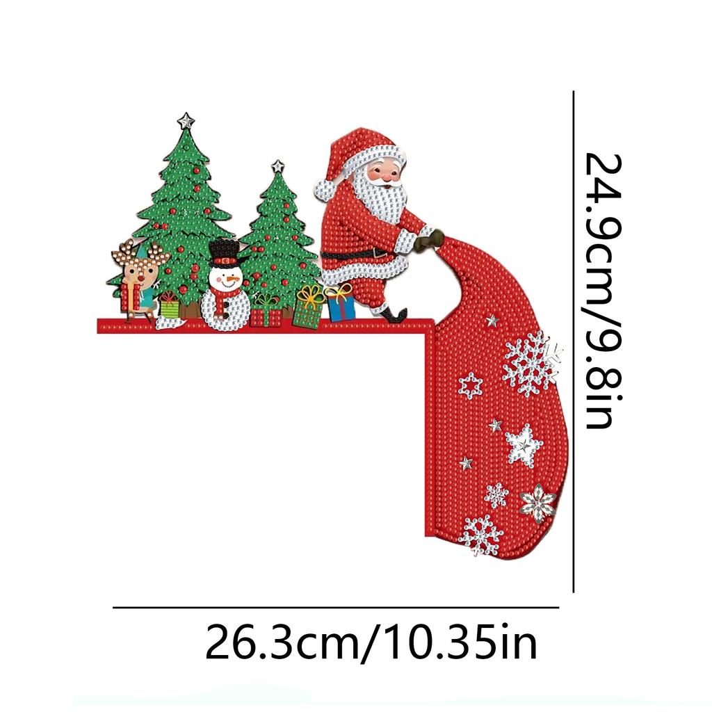 DIY Xmas Diamond Art Door Corner Pendants Diamond Arts Set Door Frame Hanging Decor Decorative PVC Door Pendant for Home Office