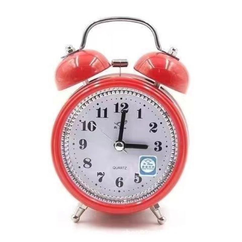 Children's Students Metal Bell Alarm Clock Creative Learning Silent Night Lights Fashionable Classic Loud Bedside Cute Clock Watch