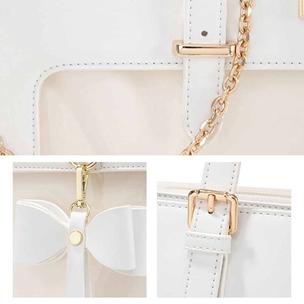[bealight] Ita Bag Tote Bag, A4 Size, Stylish Ita Bag, Shoulder Bag, Transparent Tote Bag, Zippered, Large, Leather, Black, Perfect for Fan