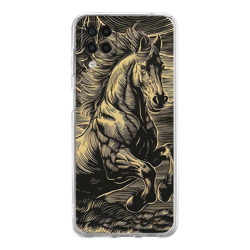 Phone Case For Samsung Galaxy A13 A33 A35 A55 A73 A53 A23 A51 A71 A21S A31 A41 A05s A03S A15 A25 5G Cover Elegant Brown Horses