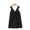 Spring 2026 Sleeveless Lace Patchwork Mini Dress - Retro V-Neck Dress