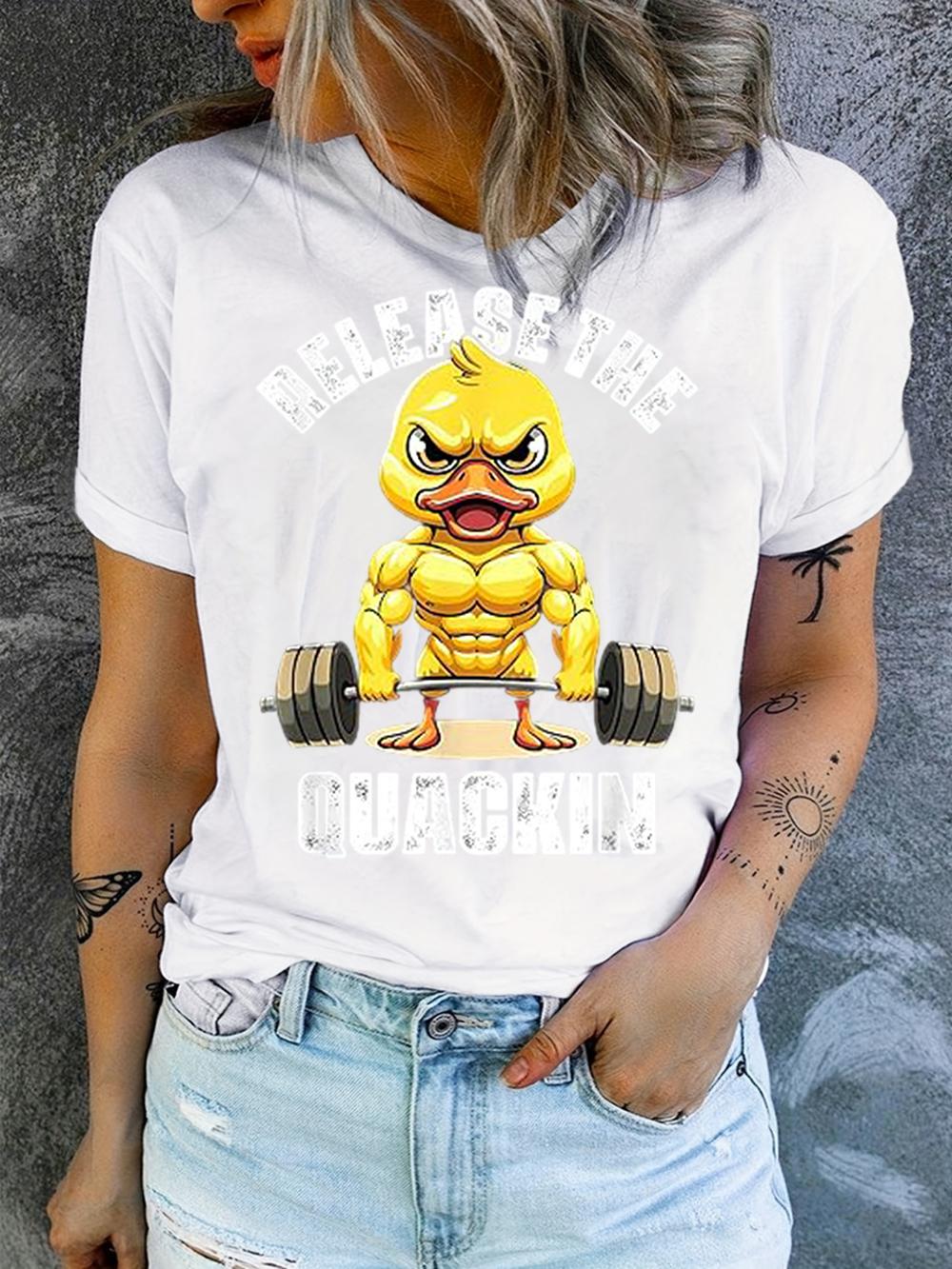 

Womens TShirts Cartoon DUCK Animals Clothing DUCK YOU YOU DUCKING DUCK Print Vintage Women TShirts Anger DUCK Female TShirts 4XL