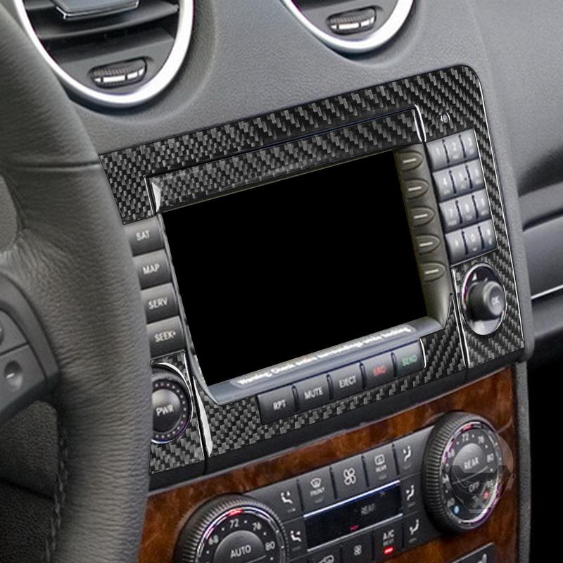 For Benz M-class W164 2005-2011 Real Carbon Fiber Radio Navigation Panel Trim Cover Car Interiors Accessories Decoration Sticker