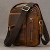 Men's Shoulder Bag, Crazy Horse Leather Men's Bag, Genuine Leather Mobile Phone Small Bag, Headphone Jack Small Men's Crossbody Square Bag, Travel Bag