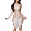 Womens Glossy See Through Dress Long Sleeve Stretchy Bodycon Dresses