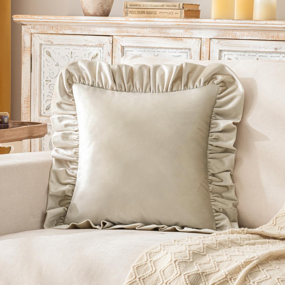 Italian Velvet Ruffled Pillow Case Ins Style Living Room Sofa Pillow Cushion Cover Festive Ornament Pillow Case