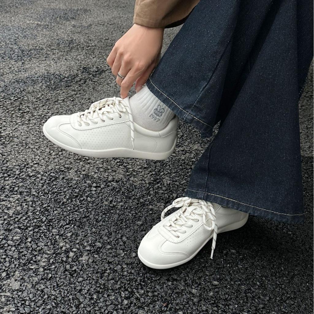 Star with the same round head contrasting colors casual versatile little white shoes fashionable and comfortable breathable lace-up sports little whi