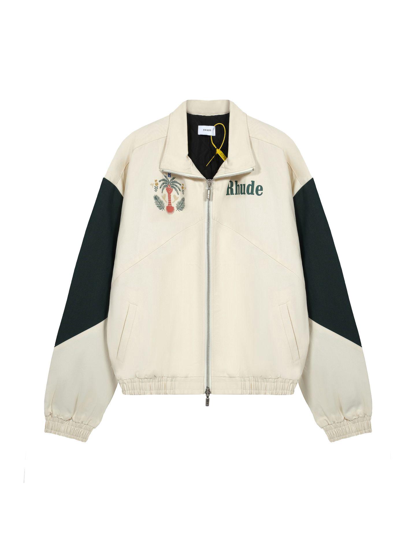 

American High Street RH Retro Patchwork Coconut Tree Logo Zipper Jacket for Men & Women L