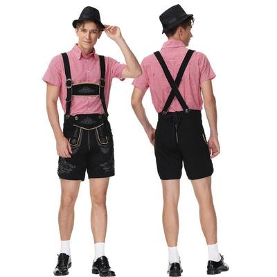 Halloween Oktoberfest Traditional Costume Men's Plaid Shirt Suspenders Beer Costume Party Costume