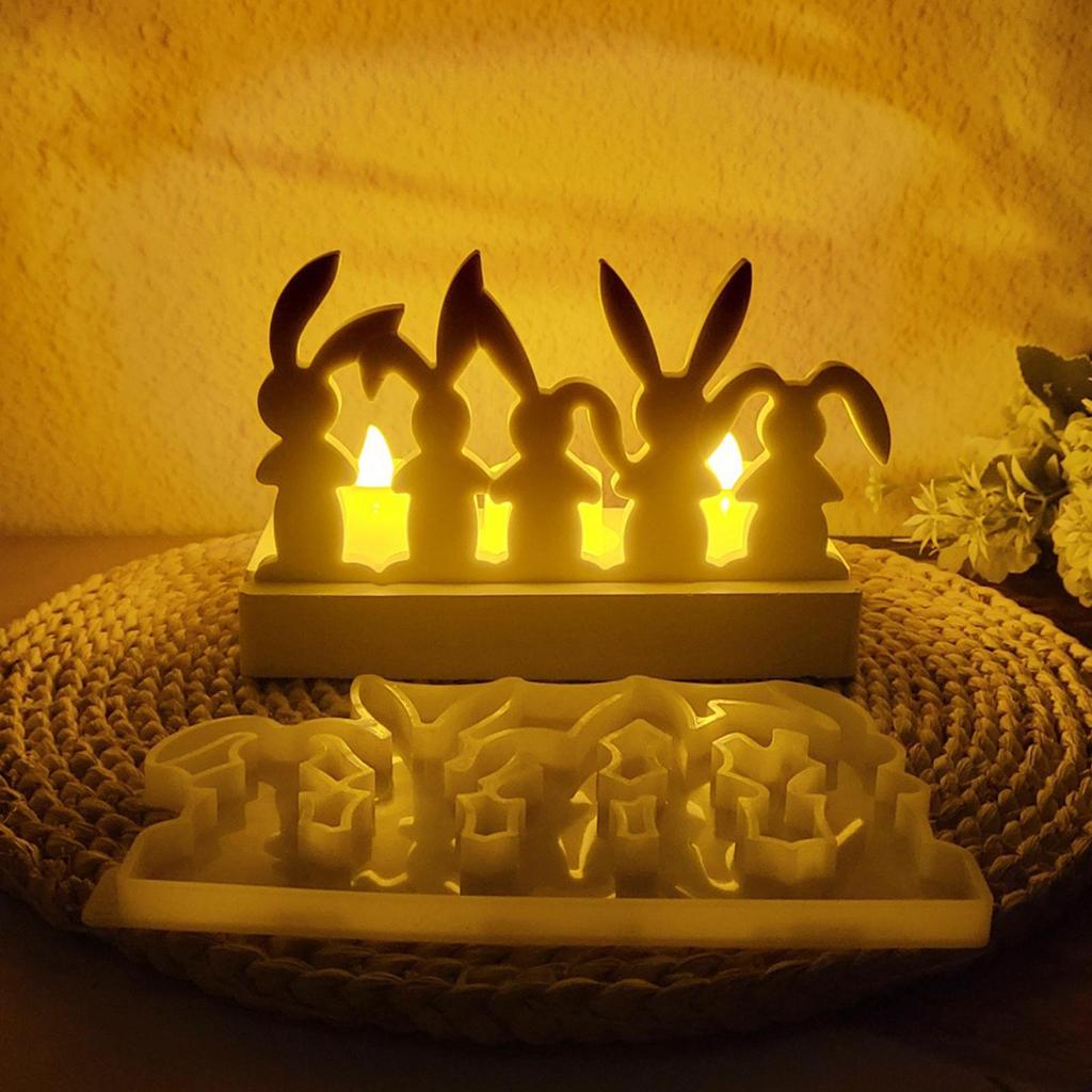 Bunny Molds Silicone Easter Craft Mould Rabbit Holiday Ornament Molds For Candle Holder Insert Plaster Ornament Resin Art Home