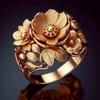New Floral-patterned Chinese-style Ring for Women, Featuring a Luxurious, High-end, Retro, and Ethnic-inspired Design