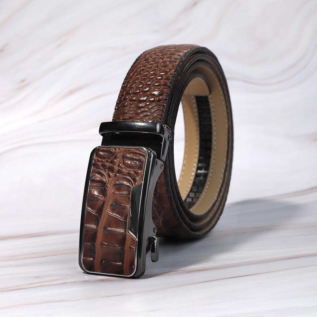 Belt Men'S Premium Alligator Pattern Belt Automatic Buckle Belt Men'S Trendy Men'S Belt