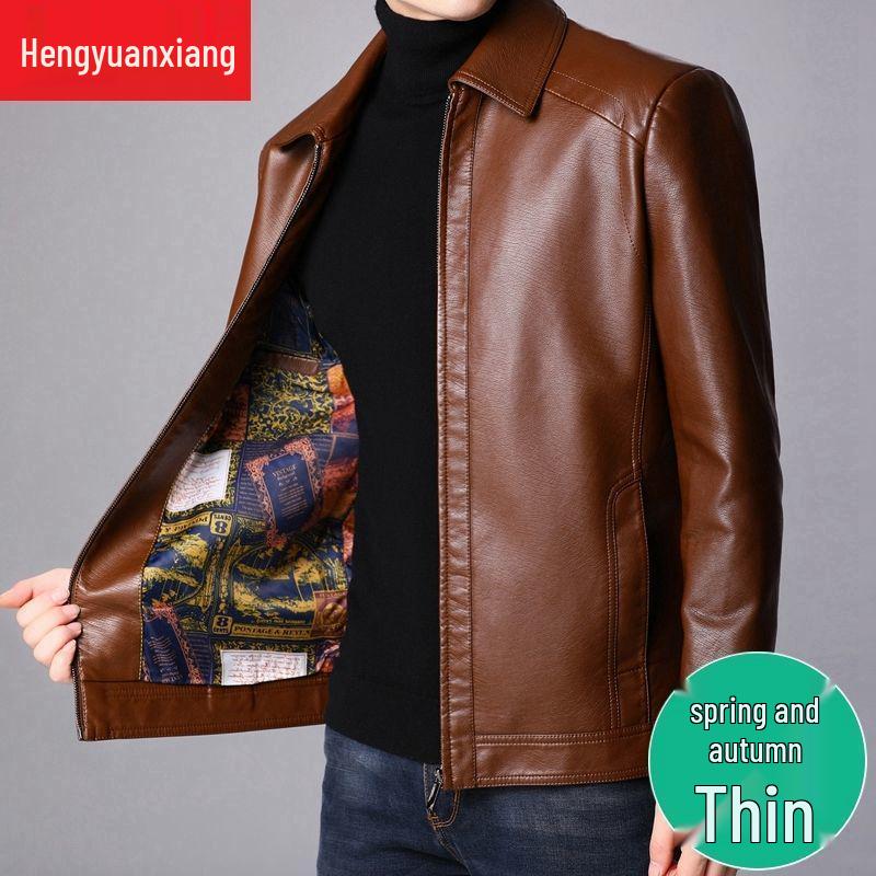 Men's Thickened Sheepskin Leather Jacket for Autumn and Winter - Perfect for Middle-aged and Elderly