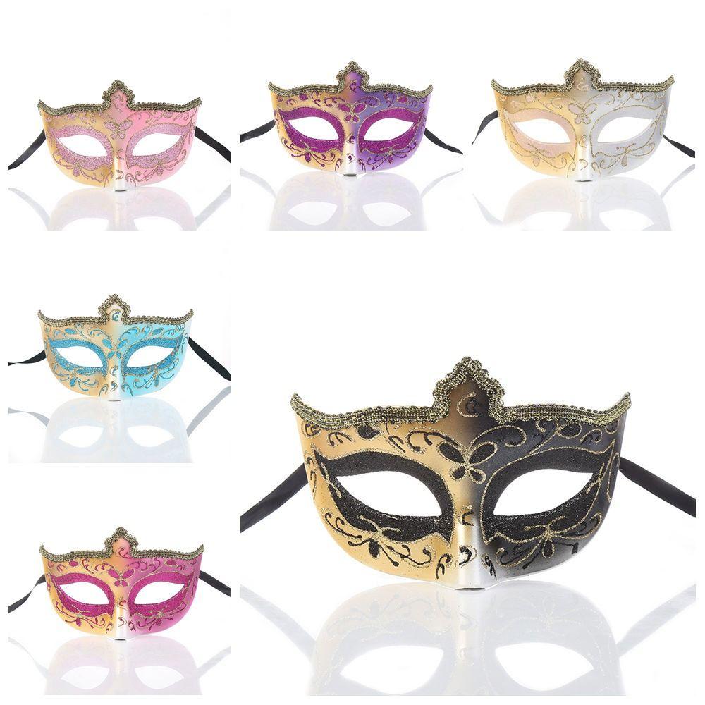 Party Cosplay Props Halloween Masks Plastic Venice Mask Simple Glitter Mask  Women