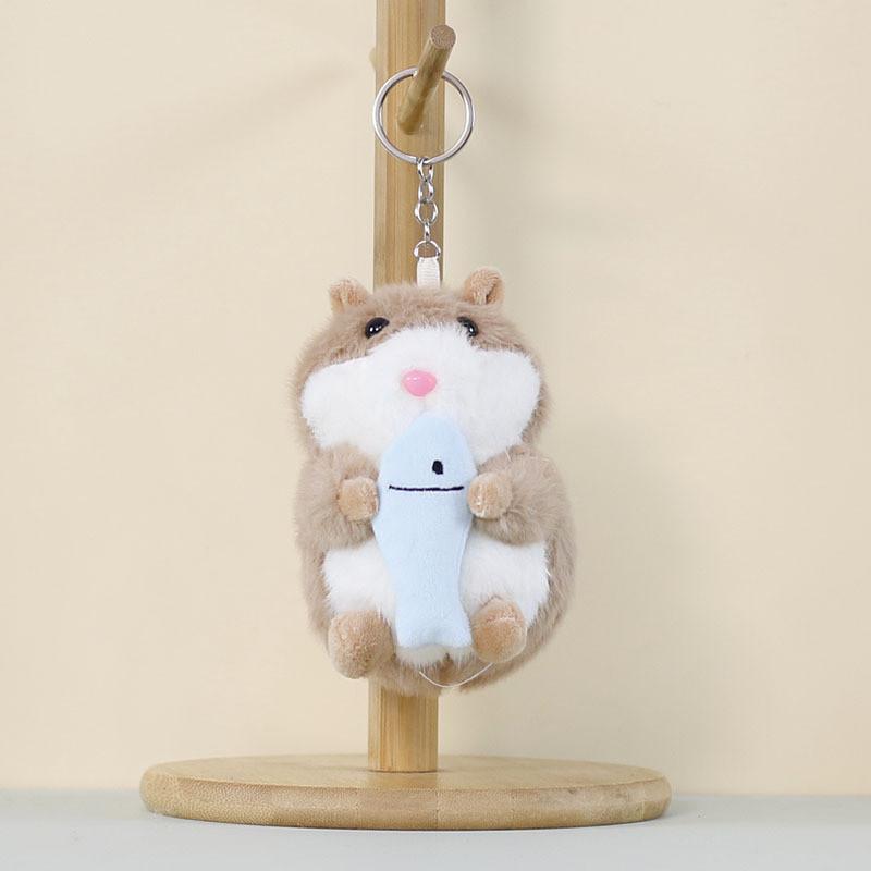 Plush Hamster Keychain Cute Cartoon Toy For School Backpack Kids Gift