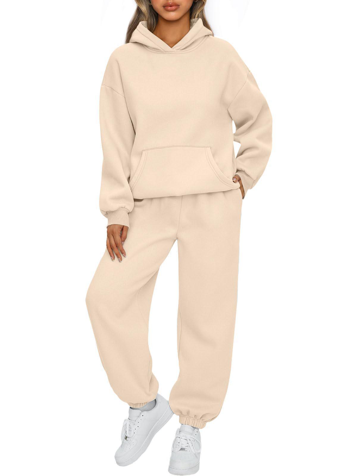 

2025 Women s Autumn/Winter 2-Piece Casual Hooded Sweatshirt and Long Pants Tracksuit M хакі