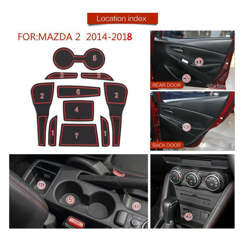 Rutschfeste Autoschlitzmatte für Mazda 2 Mazda2 DJ DL Demio 2014 2015 2016 2017 2018 Anti-Rutsch-Gummimatten Türnut Autozubehör