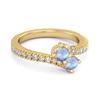 Moonstone Twin Stone Pave Bypass Ring - 925 Sterling Silver Gold Vermeil