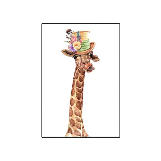 Funny Animal Family  Canvas Paintings Watercolor Cute Giraffe Posters and Print Wall Art for Living Room Wall Decoration Cuadros
