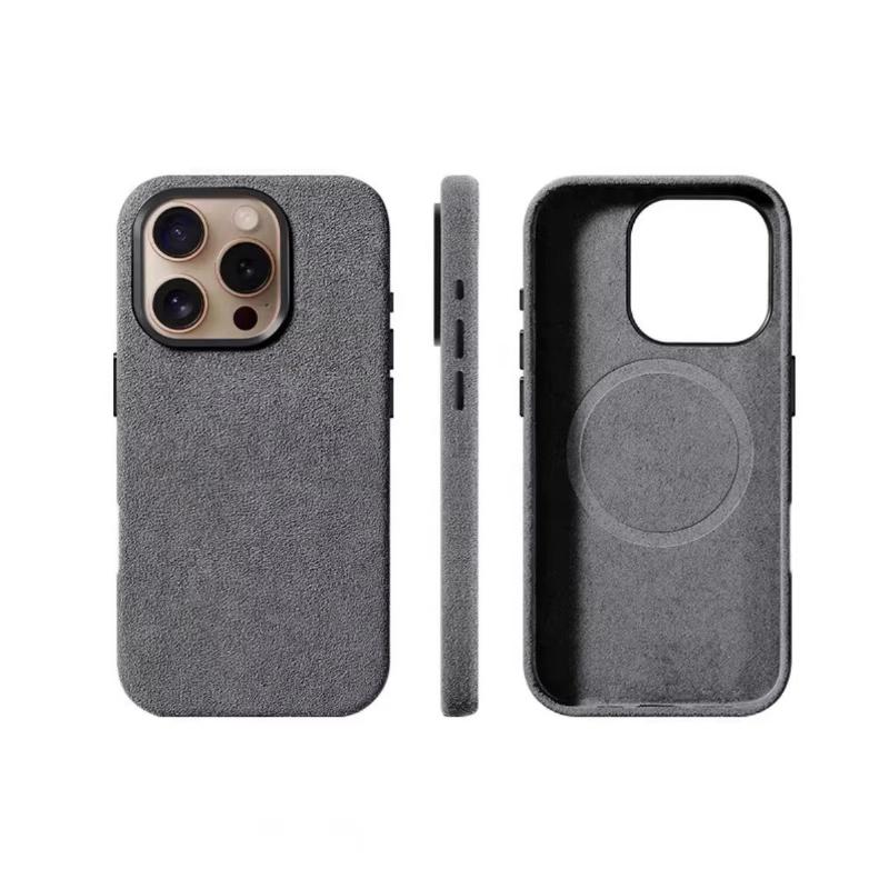 Real for Alcantara with Magsafe Case for IPhone 16 17 Pro Max 15 14 Luxury Magnetic Supercar Interior Leather Magnet Phone Cape