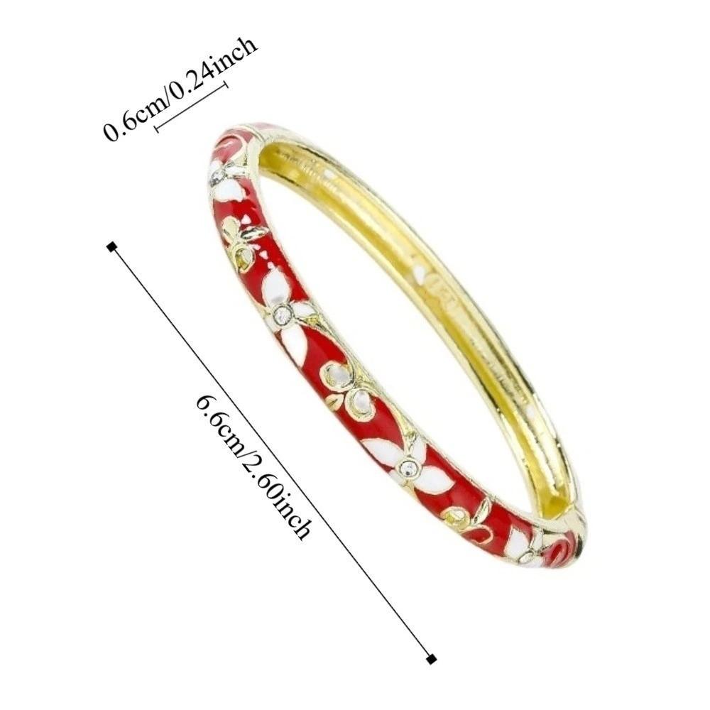 Bracciale a Fascia Fioritura Cinese Smaltato Braccialetto Tradizionale da Polso da Donna Bracciale Vintage Cloisonné da Donna