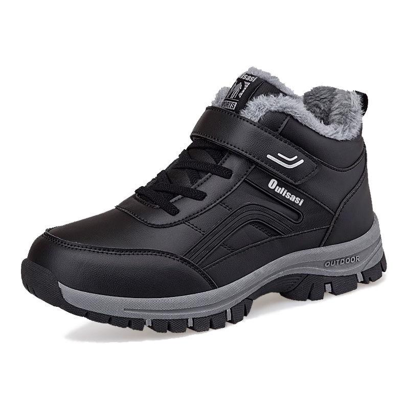 Men's and Women's Casual Snow Boots, Non-slip and Windproof High-top Lace-up Boots with Furry Lining for Outdoor Walking, Running, Hiking